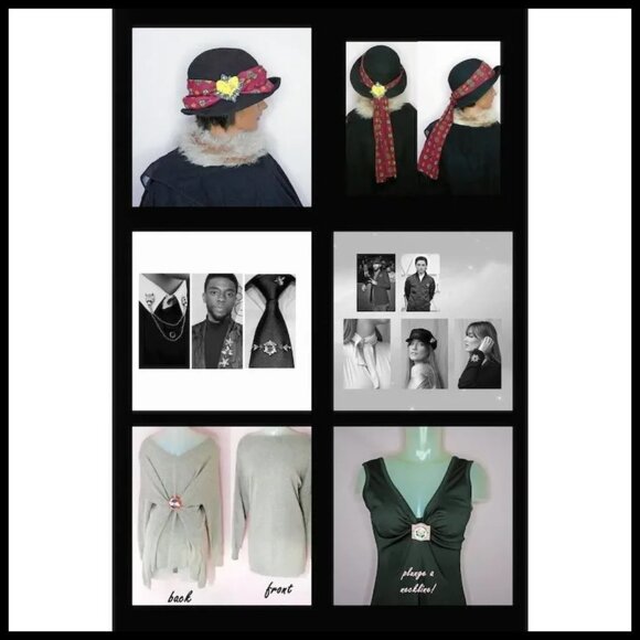 Art Deco Christmas &Winter Brooch, OOAK Holiday Pin Made with Vintage - Picture 11 of 14